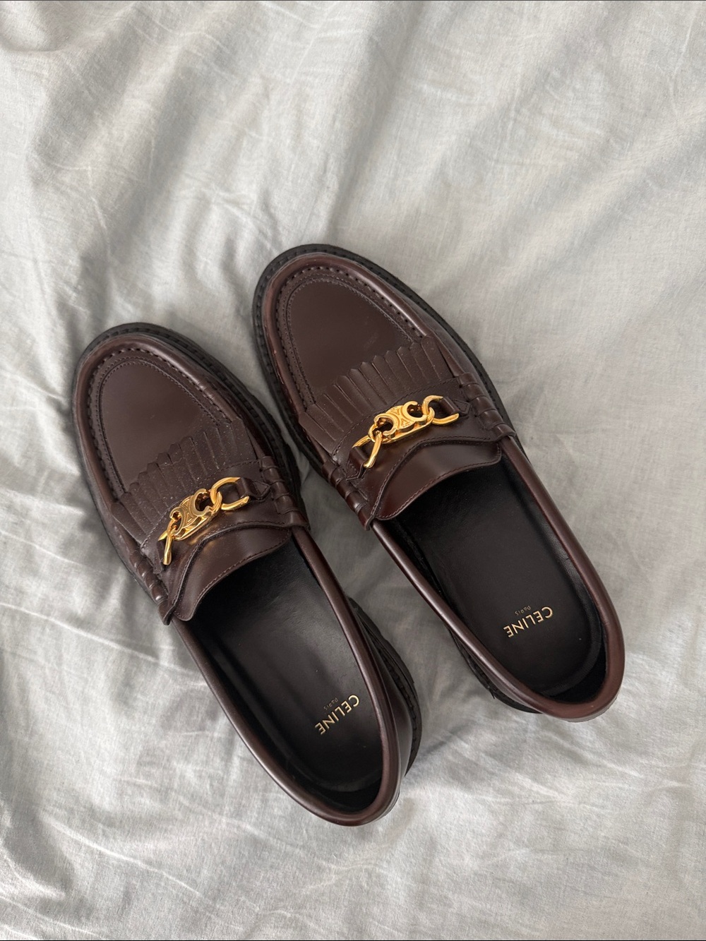 Celine Margaret chunky Loafer with gold Triomphe brown leather